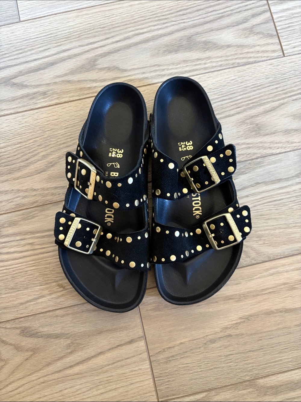 Birkenstock Arizona Rivets Suede Leather in black
